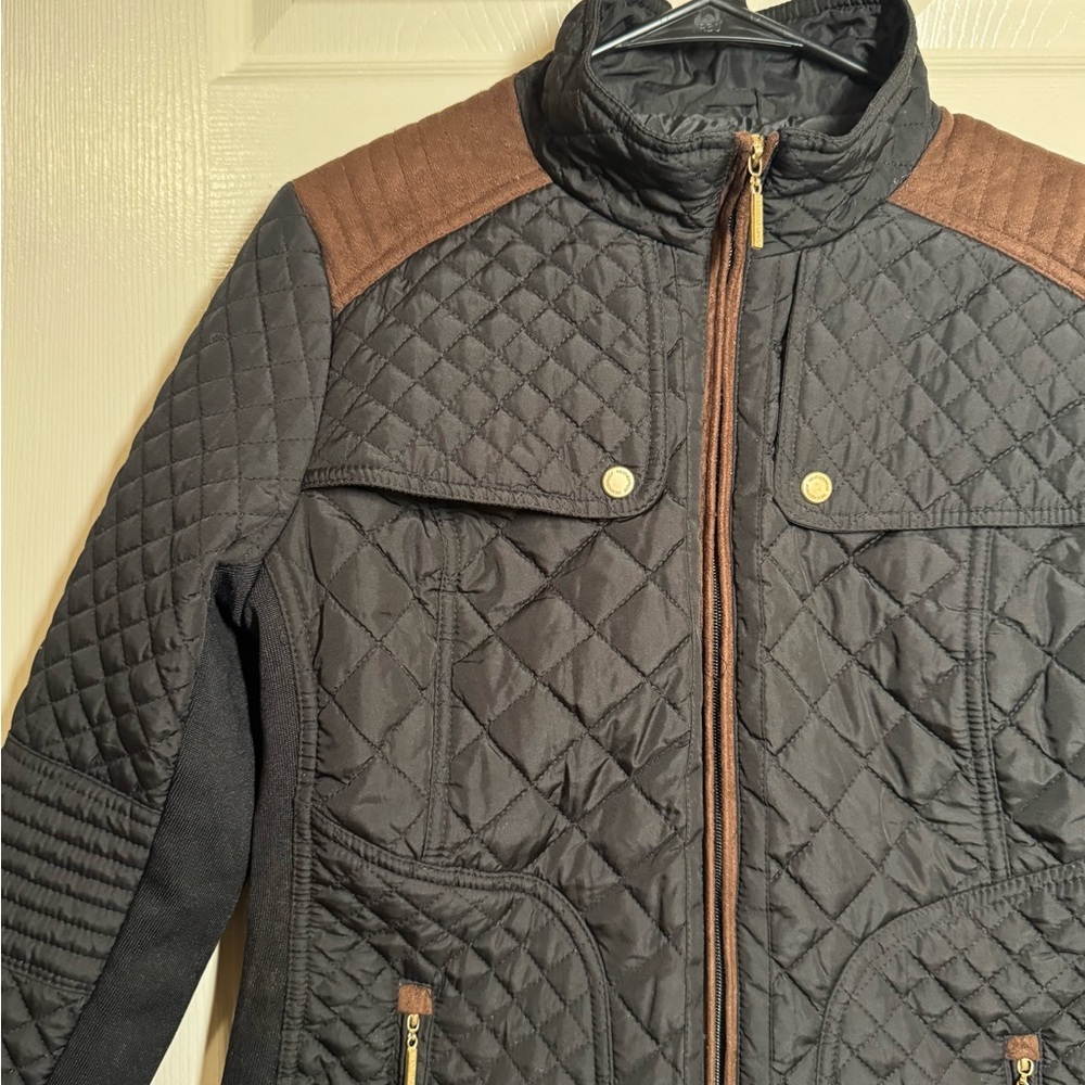 Weatherproof Women's Black and Brown Quilted Utility Jacket - Picture 2 of 10